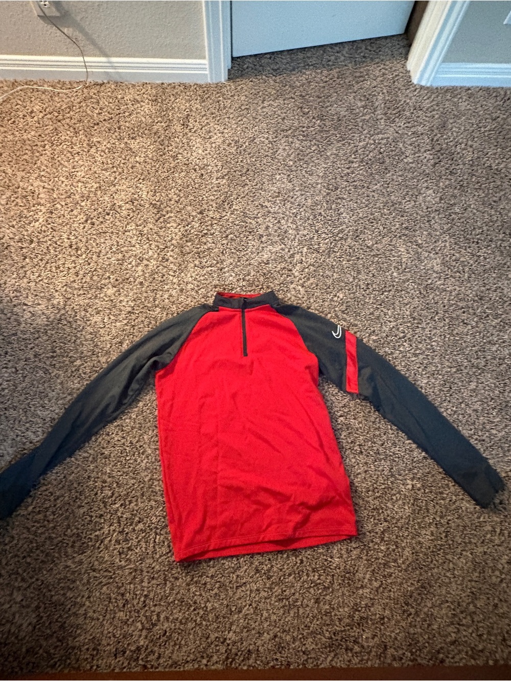 Nike Red and Black Long-Sleeve Quarter Zip Pullover